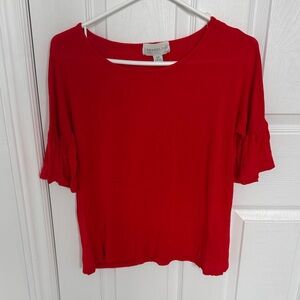 Urbanology Red Short-Sleeve Ruffle Tee